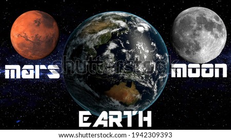 MARS, EART AND MOON pictures
