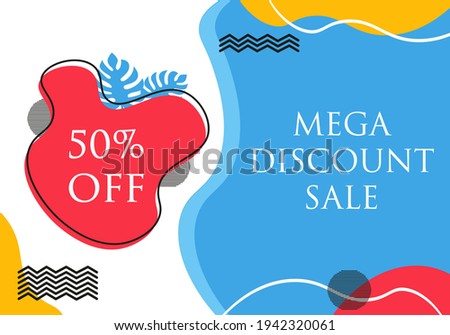  sale with 50% discount.  square banner for social media. Colored banner. Vector illustration