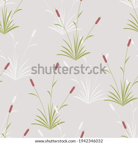 Vector seamless pattern with reedmace or Typha latifolia