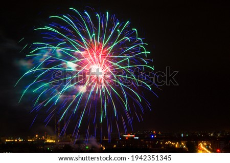 Fireworks on the background of the night sky. Celebration. Anniversary