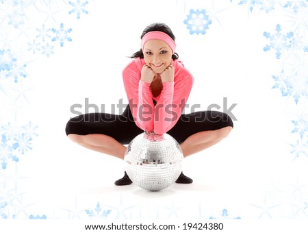 picture of dancer girl with glitterball and snowflakes