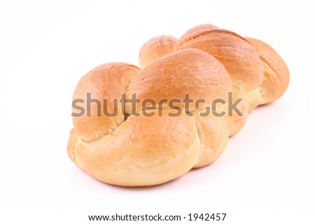 loaf of challah bread isolated on white