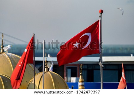 Two flags of Turkey, officially the Turkish flag or Turk bayragi