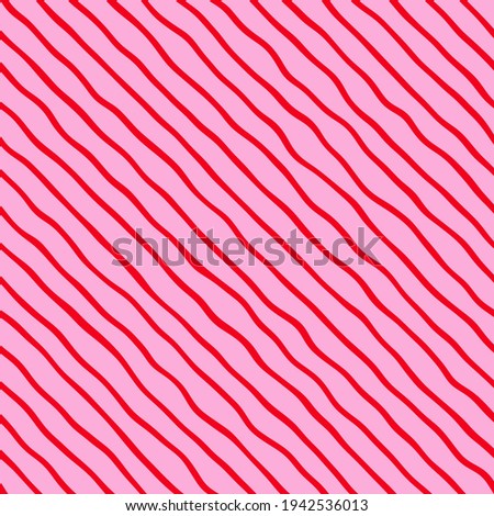 Vector seamless hand-drawn pattern. Abstract texture with ink brush strokes. Repeating artistic red stripes on pink background design.