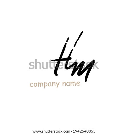 Hm H m Initial handwriting or handwritten logo for identity with beauty monogram and elegant logo design
