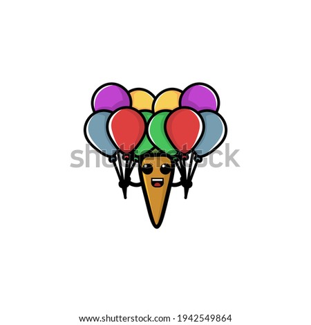 Carrot Hold Balloon Cartoon Character Design Vector Illustration Mascot. Cute, Happy, And Fun Style. Recomended For Vegetable Shop Logo.