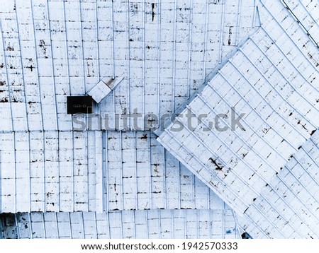 Top view of building metal roof construction. Diagonals Abstract background stock photo