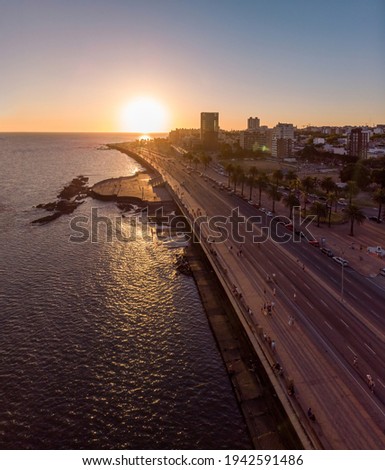 Montevideo siafront at sunset Uruguay Royalty-Free Stock Photo #1942591486