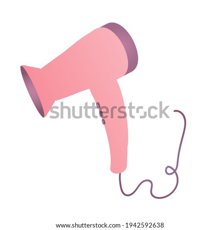 Hair dryer isolated on a white background. The symbol of hair drying. Hot air blows. Vector illustration