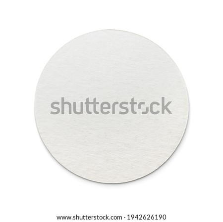 Front view of blank round cardboard beer coaster isolated on white