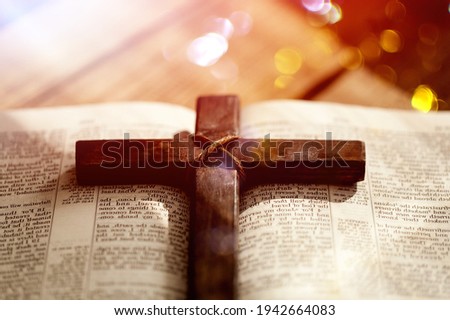 Scripture and cross symbolism, Blessing from God with the power of religion, faith, worship.