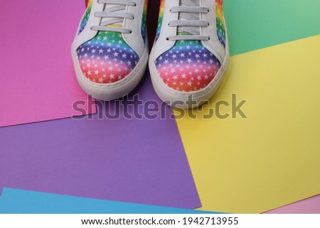 Trendy rainbow sneakers trend design
