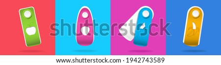 Colored eraser design with comfortable grip and cut-out holes in the shape of apple, strawberry, ice cream and banana. The idea of design and advertising for the manufacturer. Mockup vector 2021 
