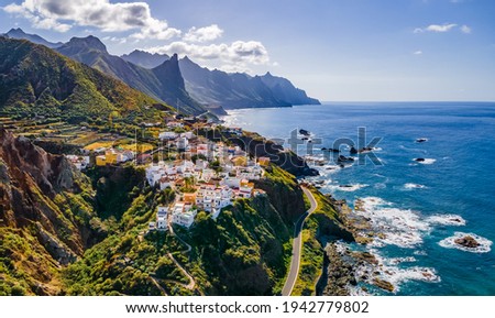 Landscape with coastal village at Tenerife, Canary Islands, Spain Royalty-Free Stock Photo #1942779802
