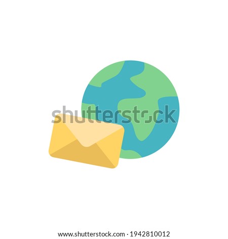Global envelope icon in color icon, isolated on white background 