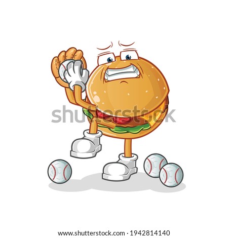 burger baseball pitcher cartoon. cartoon mascot vector