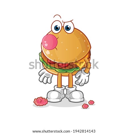 burger chewing gum vector. cartoon character