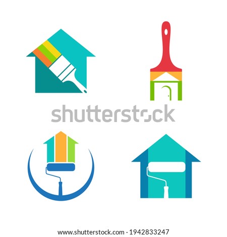 Set of Paint House logo design vector illustration, Creative Paint logo design concept template, symbols icons