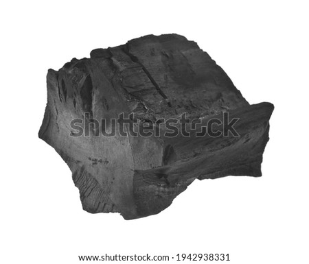 Charcoal isolated on white background close-up. Detail for design. Design elements. Macro.