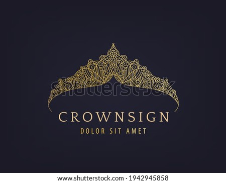 Abstract luxury, royal golden company logo icon vector design.	
