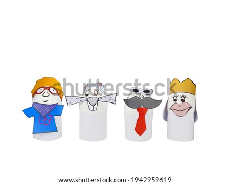 group of funny tinkered easter eggs isolated on white background