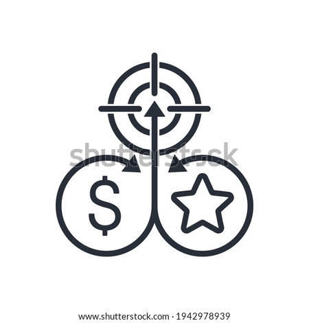 Price and quality symbol. Vector linear icon isolated on white background.