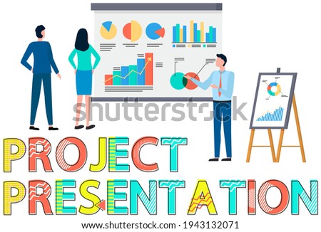 Successful business project presentation, company strategy planning, statistics indicators analysis
