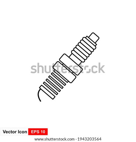 Vector outline spark plug on white background