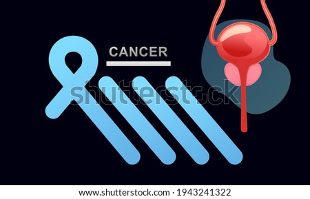 conceptual medical banner landing page, prostate, disease, cancer hope and support ribbon