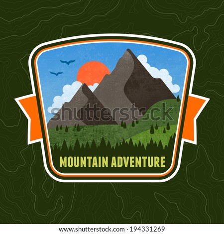 Mountain adventure illustration badge graphic design emblem