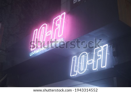 Illuminated sign at a night