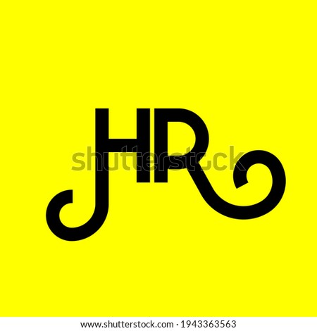 HR letter logo design on yellow background. HR creative initials letter logo concept. hr letter design. HR black letter design on yellow background. H R, h r logo