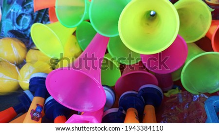 The Colorful plastic material in the public fair in India. 