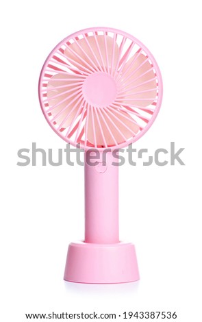 portable mini fan on white background isolation