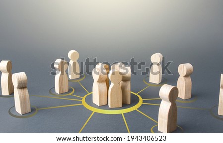 People form a group. Combining into a cooperative form to achieve a common goal and solve a problem. Political movement, volunteering, social organizations, activists. Collaboration and cooperation Royalty-Free Stock Photo #1943406523