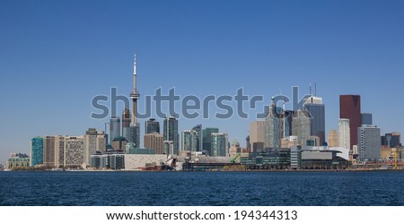 Toronto Cityscape during the day from the East with logos and branding removed from buildings