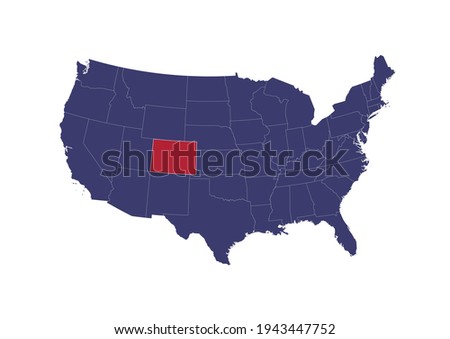 Map of Colorado. The map is colored in the colors of the US flag. Map shows the location of Colorado in the USA. This file is appropriate for digital editing and prints of all sizes.