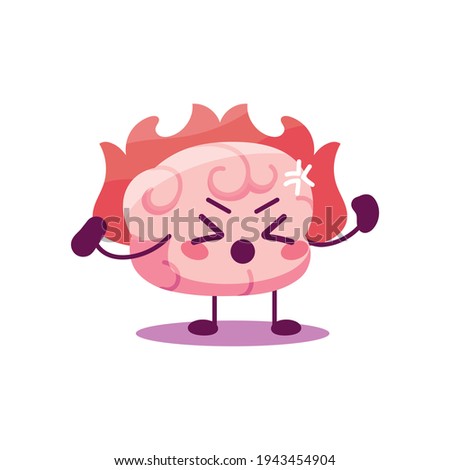Isolated angry brain cartoon - Vector illustration desing