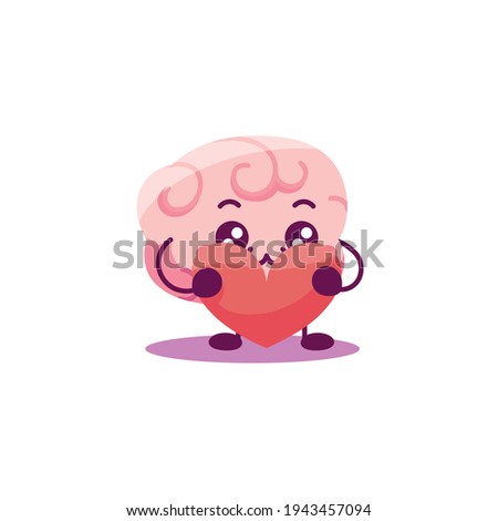 Cartoon of a brain in love - Vector