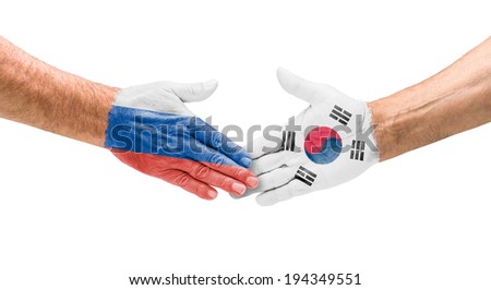 Handshake Russia and South Korea