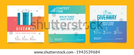 Giveaway banners. Post and stories design template. Royalty-Free Stock Photo #1943539684