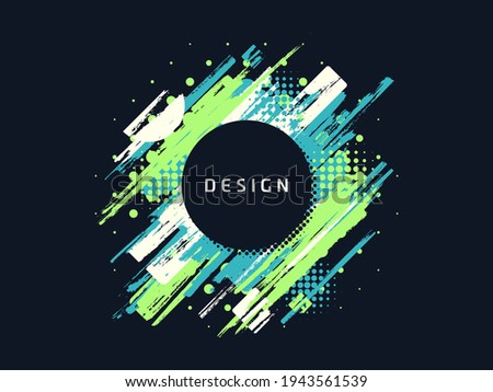 Vector paint brush promotion template design, colorful geometric sale banner.