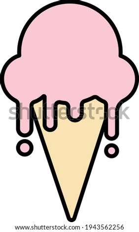 Flat image of Pink Ice Cream with cone