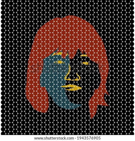 Anstract circle pixel pattren with women face art.
