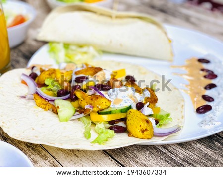 Delicious Homemade Wraps With Souce
