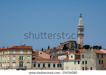 View on Rovinj old town with St.Greatmartyr Euphemia cathedral