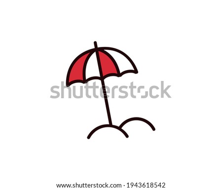 Beach umbrella line icon. Vector symbol in trendy flat style on white background. Travel sing for design.