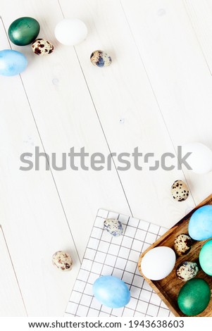 church holiday easter tradition colorful eggs on a wooden board