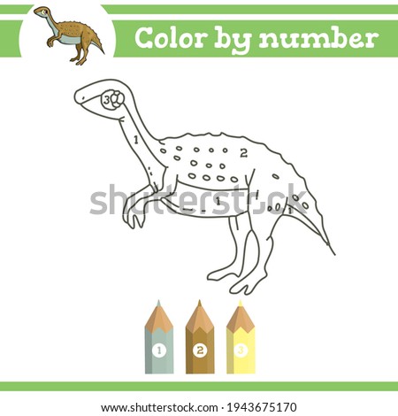 Dinosaurs Color by numbers. Coloring page for preschool children. Learn numbers for kindergartens and schools. Educational game.