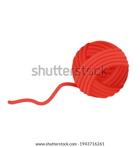 Red ball of wool yarn vector icon Royalty-Free Stock Photo #1943716261
